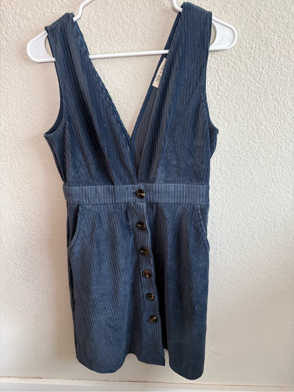 Sleeveless V-Neck Mini Dress in Denim Blue